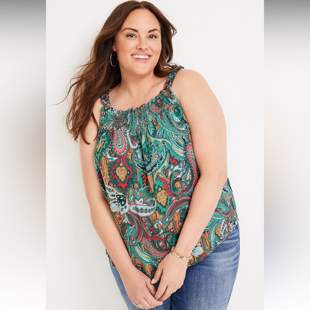 Maurices Paisley Ruffle Strap Tank
Top Size XXL